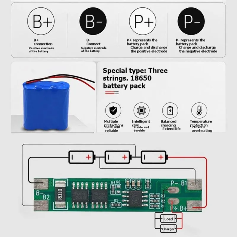 placa-de-protecao-bms-dt23-3s-111v-para-bateria-de-litio-18650-5-pecas-para-ferramentas-eletricas-diy-protecao-contra-sobrecarga-e-descarga