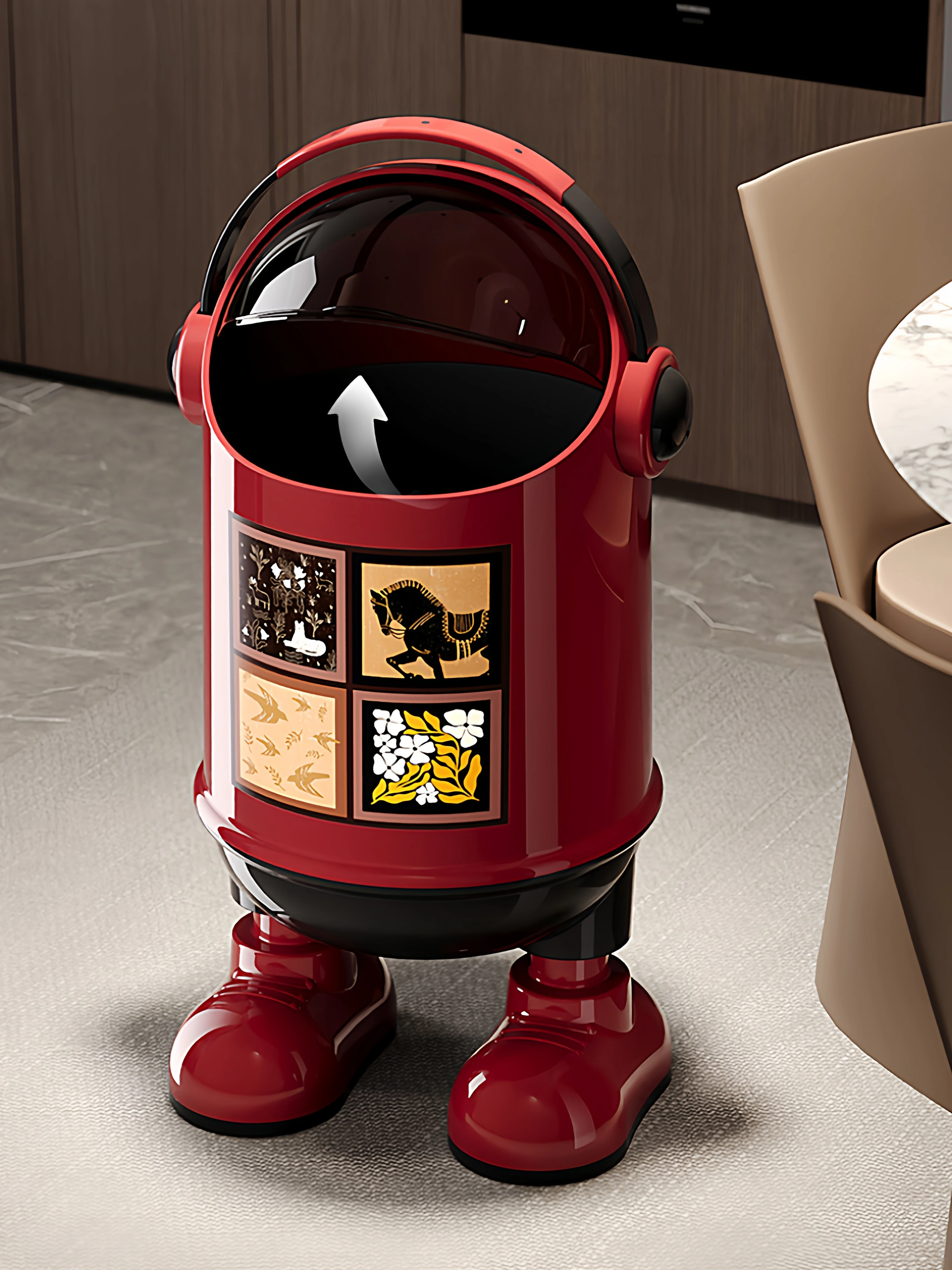 

Trash can living room high value household large capacity with wheel kitchen bathroom toilet with lid paper basket