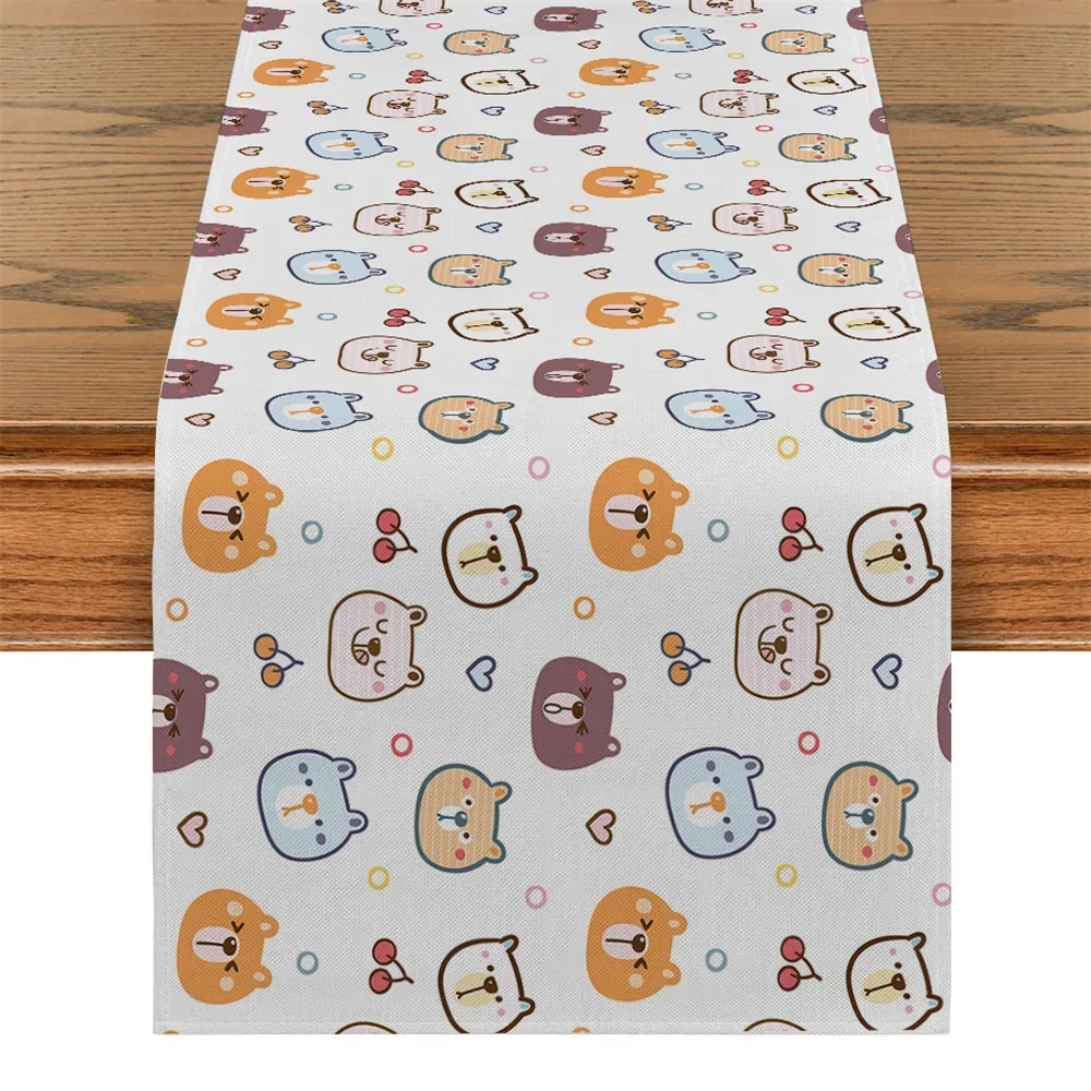 Cute Cartoon Bear Table Flag Panda Koala Tables Runners Bee Home Kitchen Living Room Holiday Party Table Runner For Table Decor