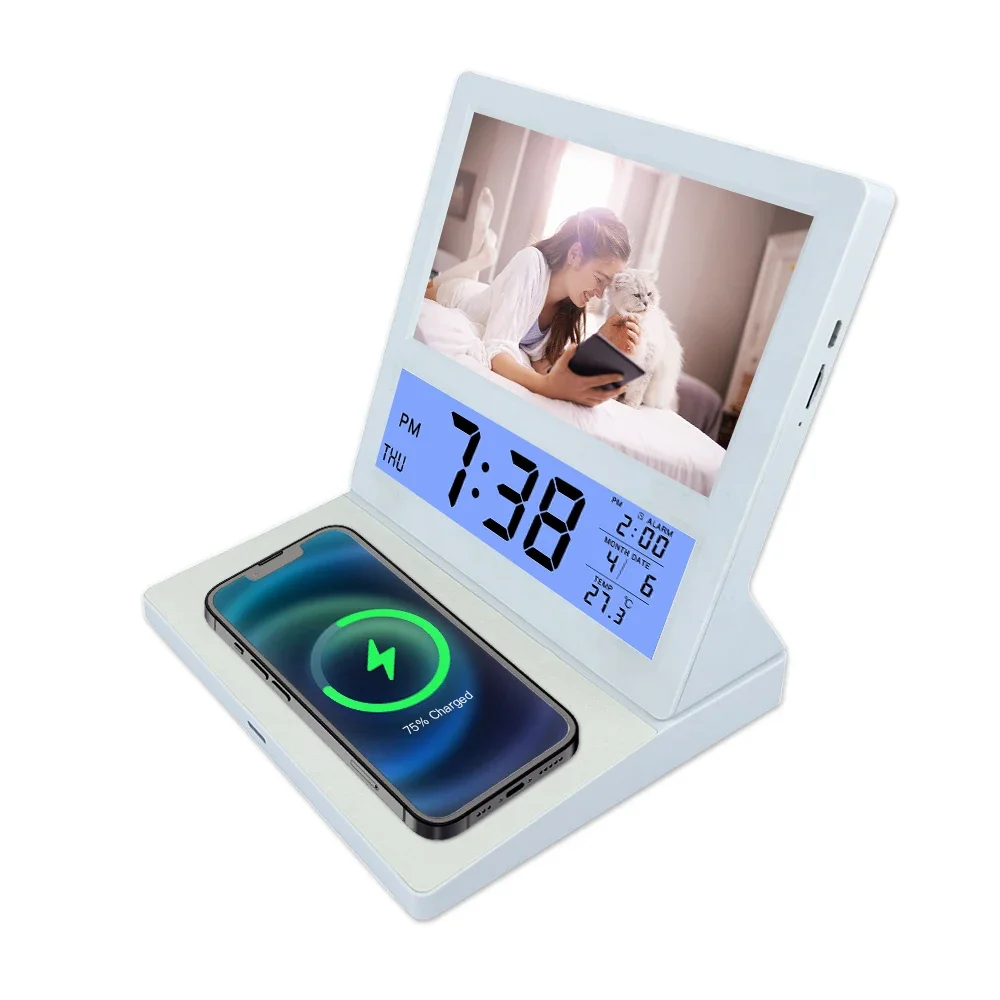 Bulk HD WiFi Wireless Charger plastic mini video playback 7 inch digital photo frame