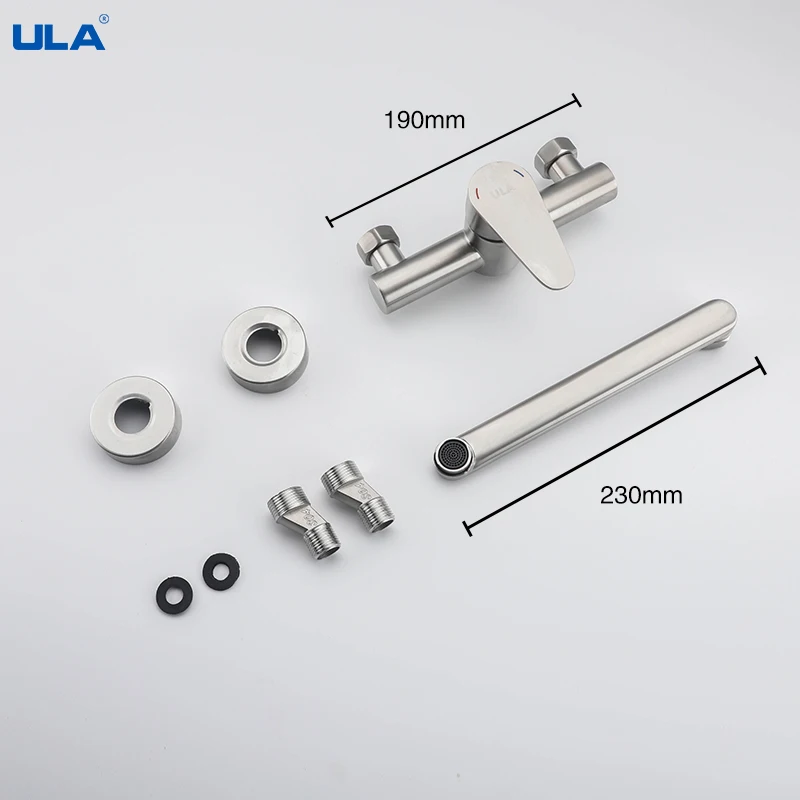 ULA Bathroom Faucet Brushed/Black Rain Shower Head Bath Faucet Wall Bathtub Shower Mixer Tap Shower System Shower Faucet Set