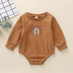 Cotton Baby Onesie 0-24M Long Sleeve Rainbow Print Four Seasons Dropship Newborn Bodysuit Clothes Popular Trendy Rompers