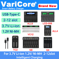 VariCore 2-12-slot Intelligent Battery Charger Portable for 3.7V Lithium 18650 26650 21700 18500 18350 1.2V NI-MH Ni-Cd AA AAA