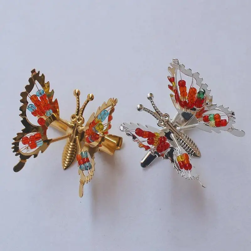 12 Stück 3D-Bewegliche Schmetterlings-Haarspangen Metall-Haarschmuck mit Beweglichen Flügeln Haarspangen für Frauen, Mädchen und Kinder – Detail 12