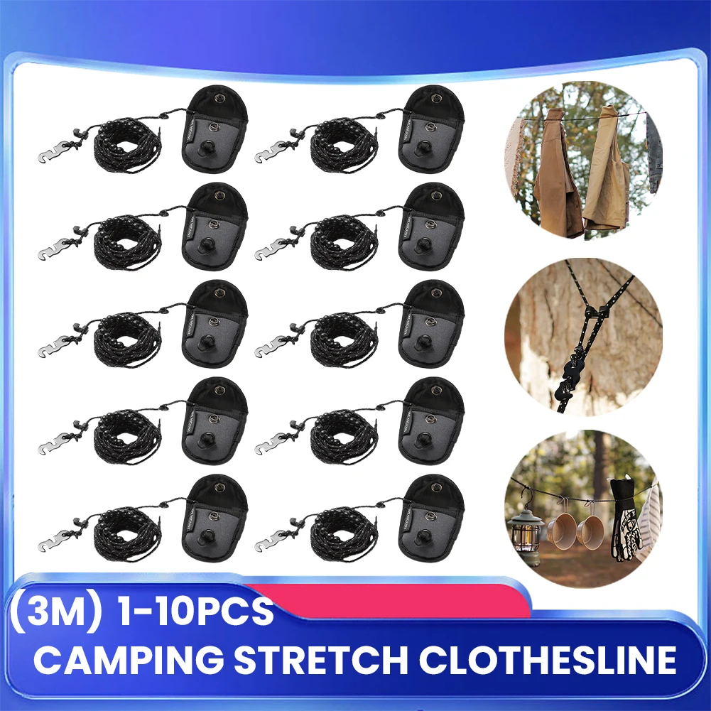 

10-1 шт., 3 м, эластичная линия, портативный дорожный шнур для белья с 12 зажимами, ветрозащитная дорожная веревка для белья, регулируемая веревка для белья