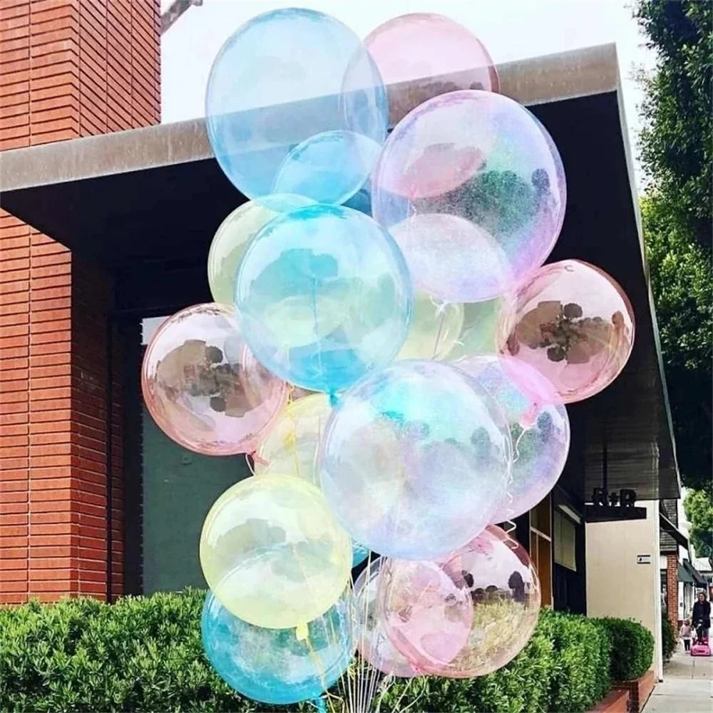 20Pcs 10inch Crystal Bubble Balloons Pastel Colorful Transparent Latex Balloons Birthday Party Decor Wedding Helium Globals