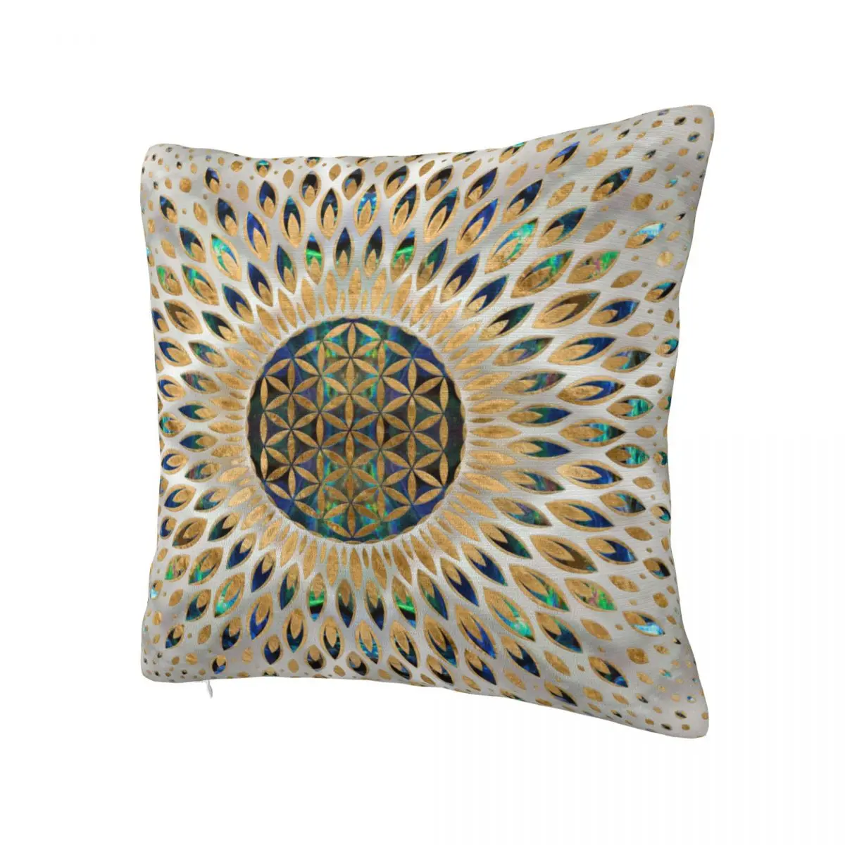 Flower Of Life Abalone Shell And Pearl Mandala Pillowcase Soft Cushion Cover Decorative Pillow Case Cover Home Square 45X45cm