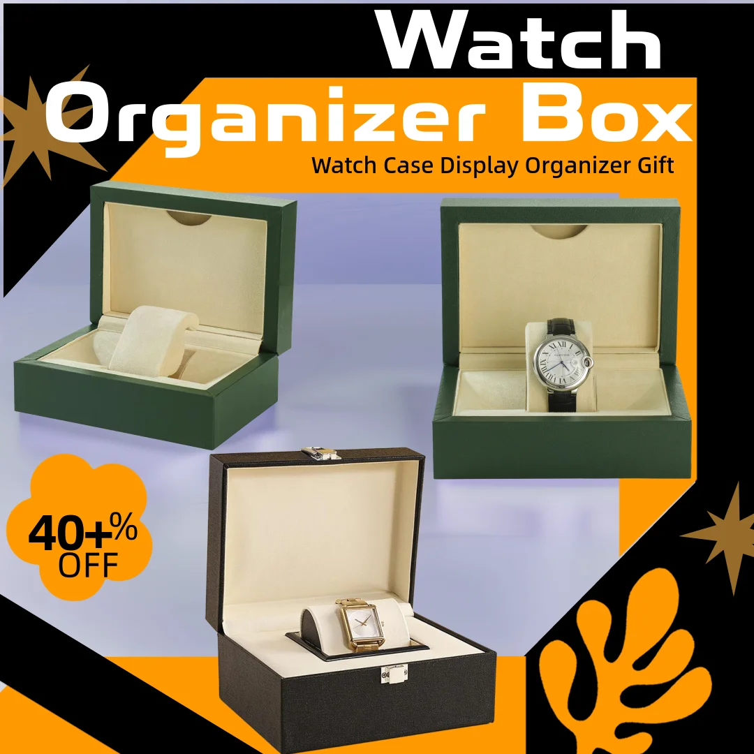

Watch Display Case Home Decoration Wooden Portable Watch Cushion Shop Display Dustproof for Women Men Necklaces Birthday Gifts