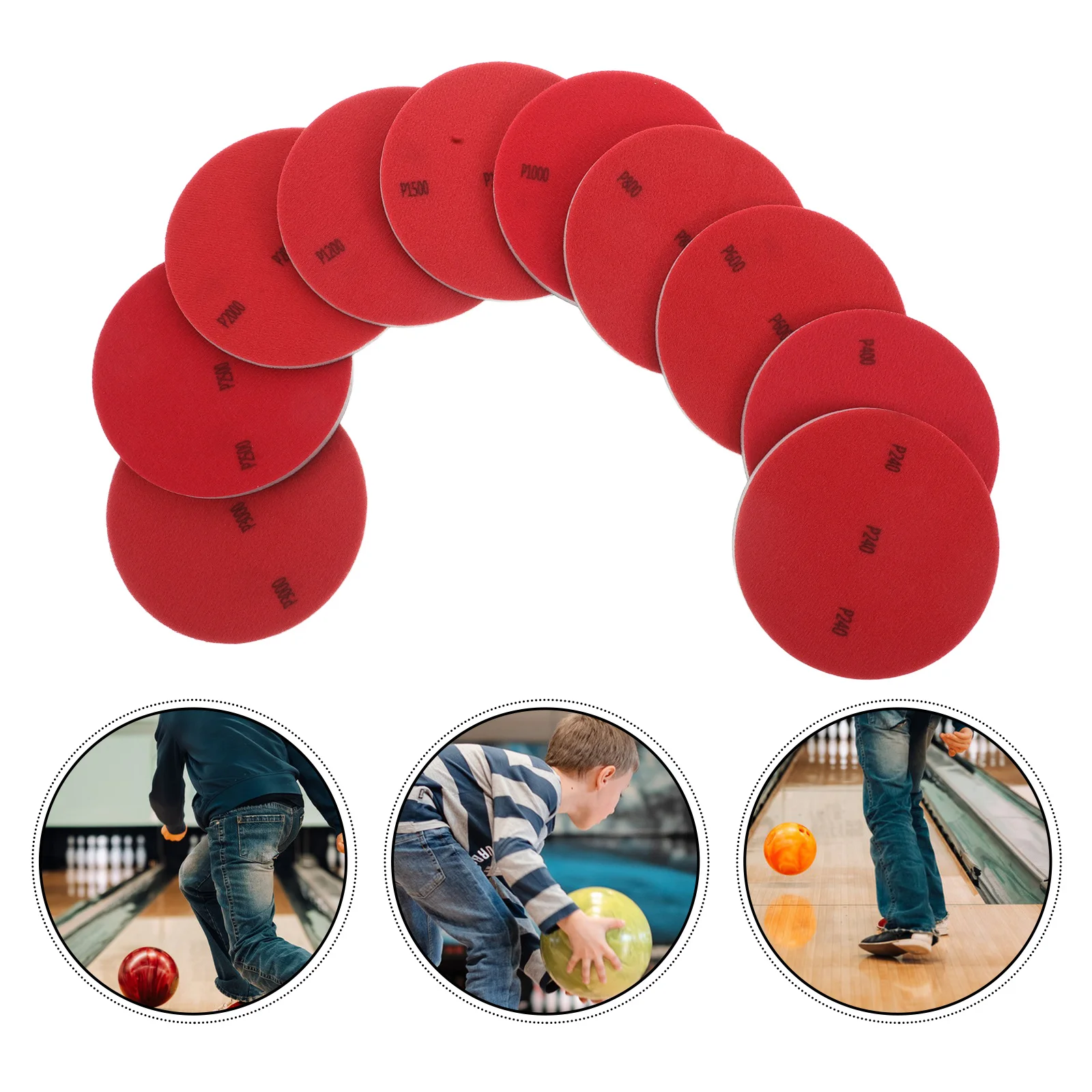 

20pcs Bowling Ball Resurfacing Kit 240-3000 Grit Sanding Pads Set For Surface Restoration Polishing Cleaning Red Bowling