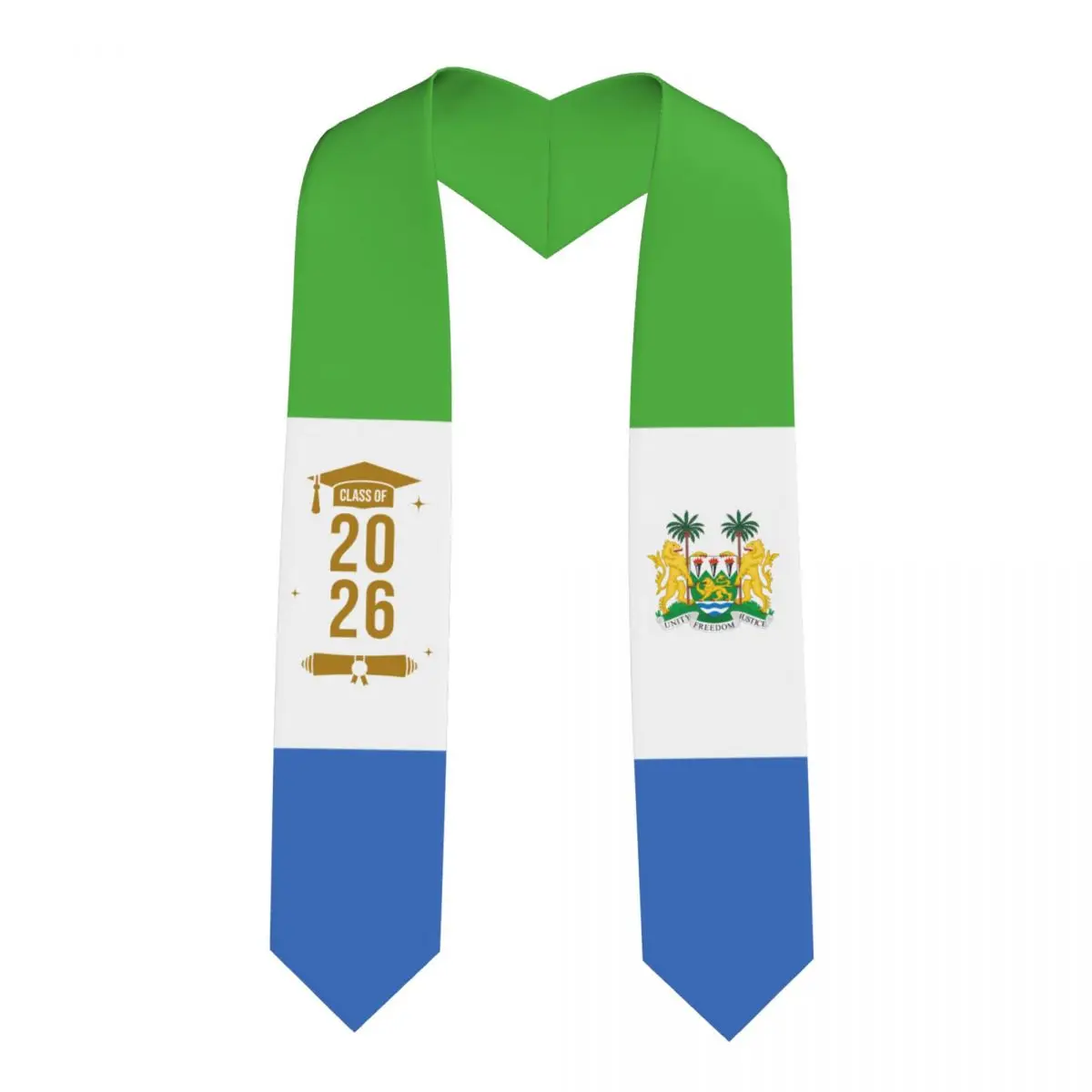 

Class Of 2026 Sierra Leone Flag Graduation Stole Sash Scarf For International Students Proud 183CM Long