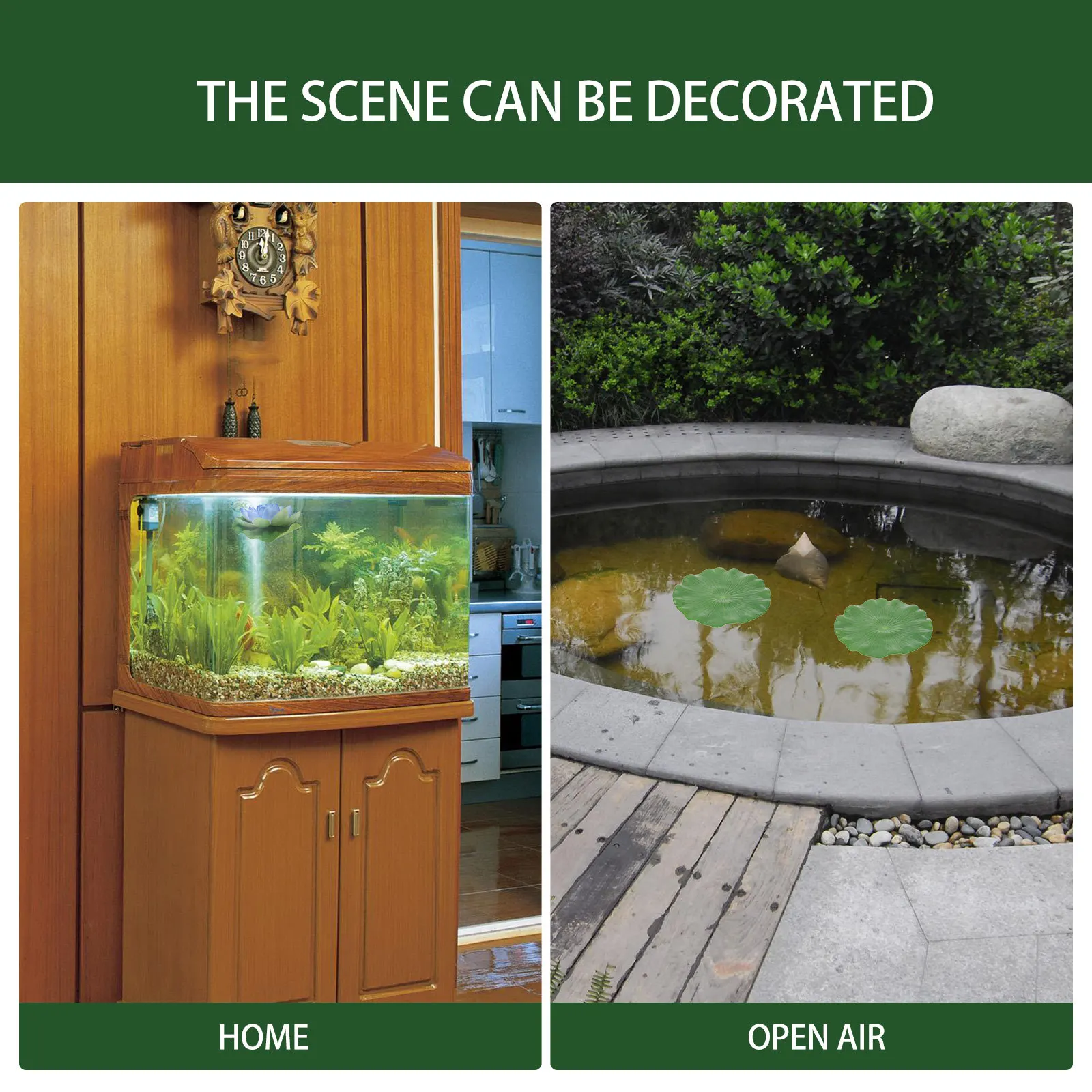 

10Pcs Artificial Lotus Leaf Floating Realistic Simulation Fishpond Garden Aquarium Water Pool Decor Leaf Ornament