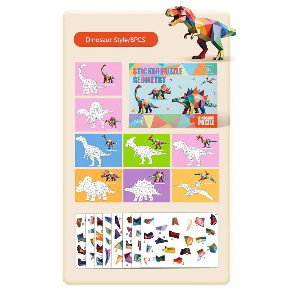 

Funny Multicolor Geometric Sticker Puzzle Cartoon Interaction Game DIY Sticker Kindergarden Multi-theme Collage Gift