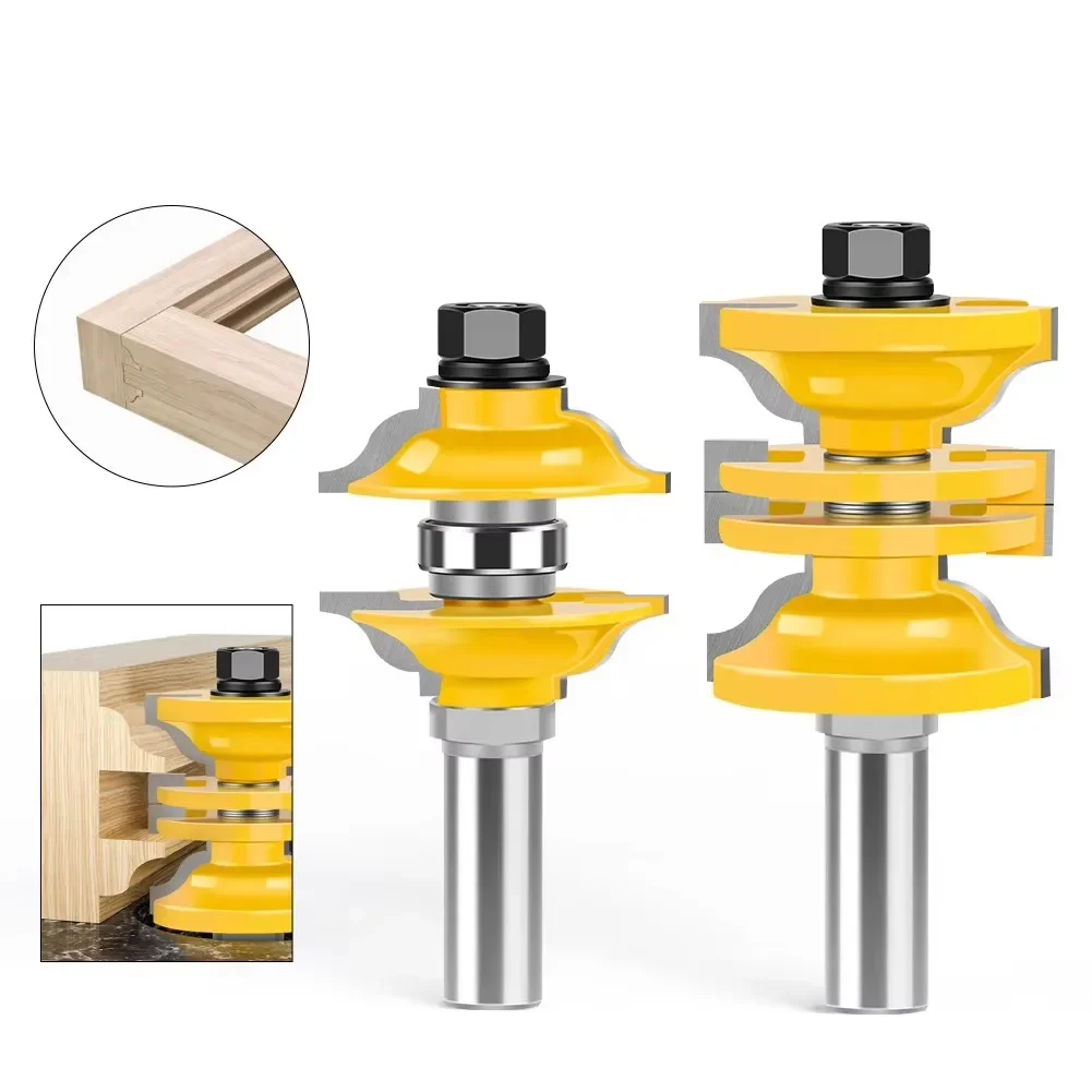 2PCS 1/2" 12.7MM 12MM Shank Milling Cutter Wood Carving Entry & Interior Door Ogee Router Bit Matched Wood Woodworking Machine