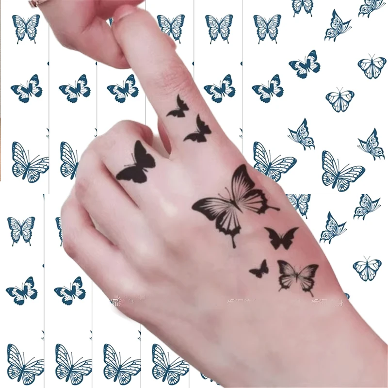 Small Butterfly Temporary Tattoos Black Butterflies Tattoo Stickers Waterproof Long Lasting Butterfly Party Themed Decorations