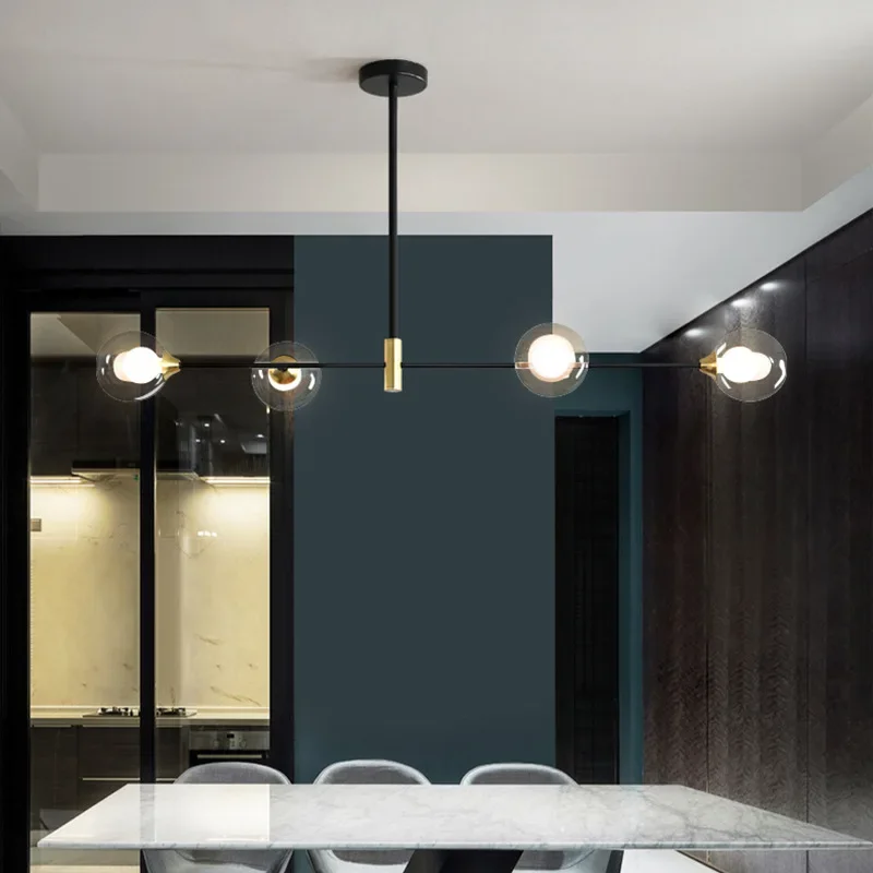 Nordic Glass Ball Ceiling Chandelier for Table Dining Living Room Pendant Lamp Classic Decor Lighting Suspension Design Fixture