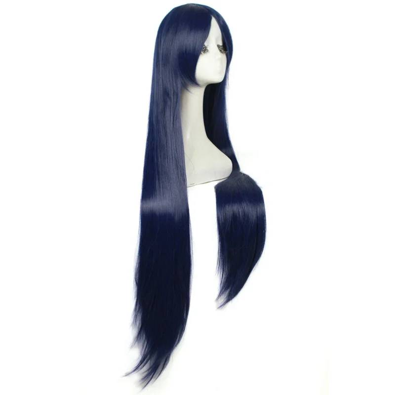 Fahion women long dark blue straight anime cosplay party wigs hair full wig