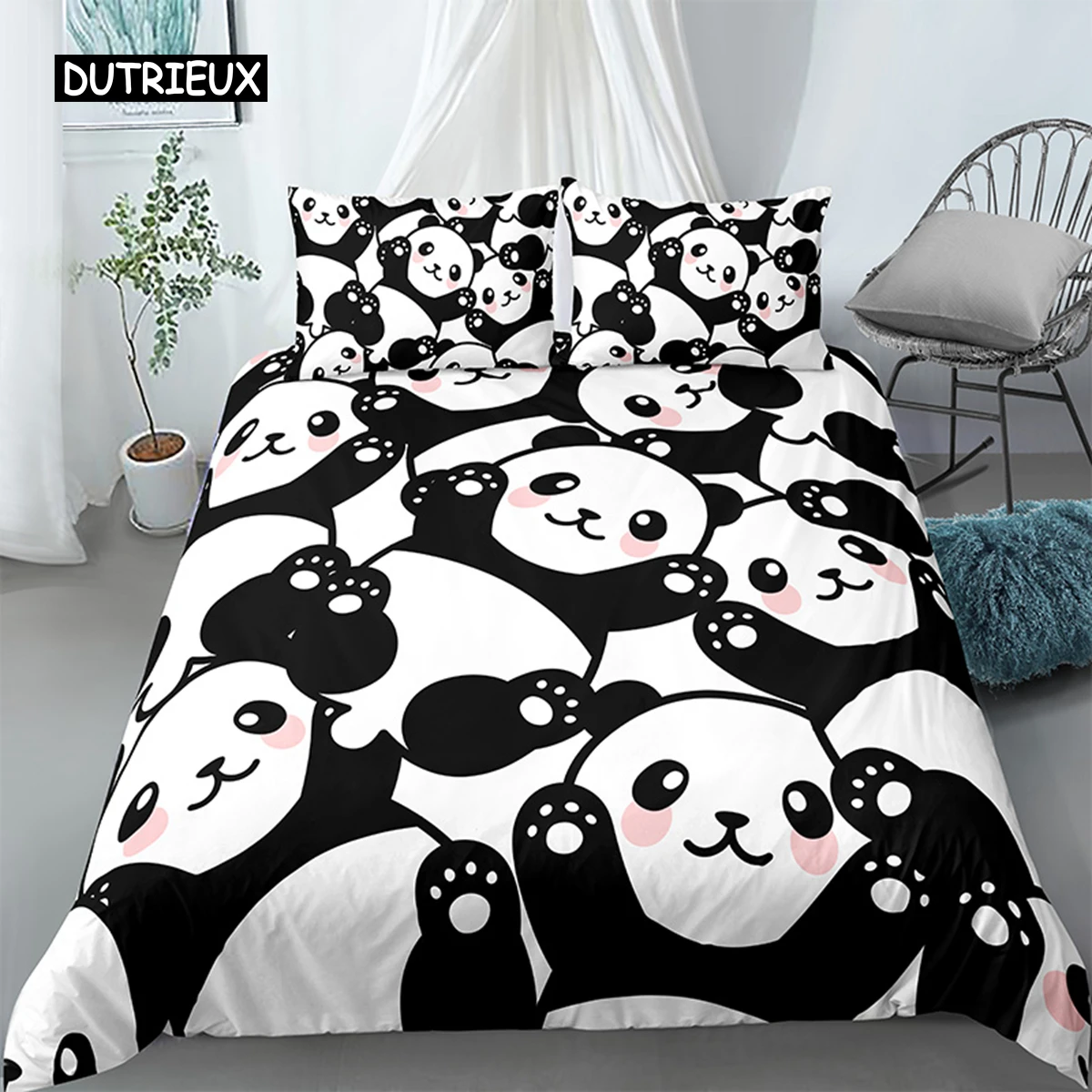 

Panda Printed 2/3pcs Bedding Set Bamboo Duvet Cover For Adult Child Bedclothes And Pillowcases Comforter Covers Bed Sets