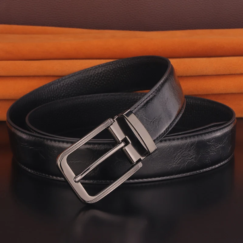 Golden pin buckle designer belts men High Quality Green Waist Strap fashion luxury brand formal Casual Cowskin Waistband - Image 4