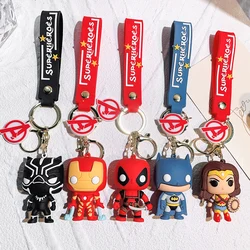 Marvel Spiderman lalka silikonowy brelok Avengers superbohater Iron Man breloczki męskie wisiorek do samochodu brelok do kluczy dla akcesoria do plecaków