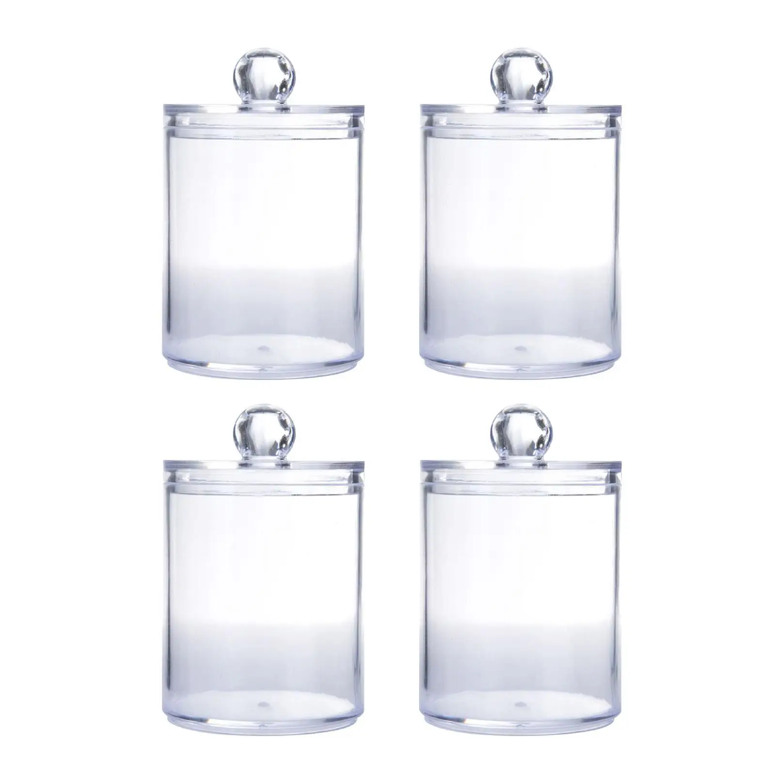 Clear Makeup Cotton Storage Jars Plastic Bathroom Canisters Swab Containers Cosmetic Organizer Holder for Pads Set of 4