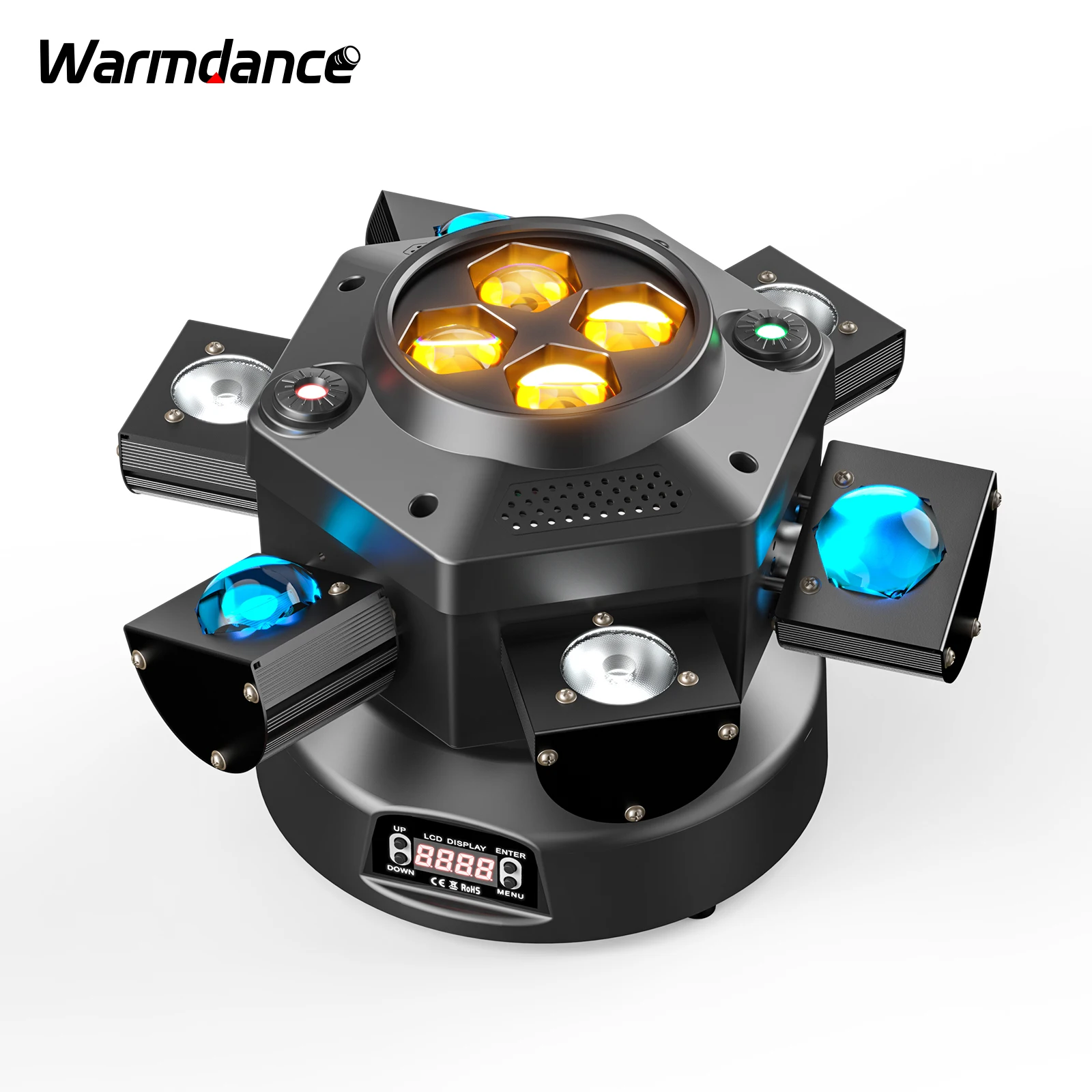 150W Six-armed Moving Head Lighting RGBW Stage Light Effect Projector DMX512 for DJ Party Concert Church Wedding Theater