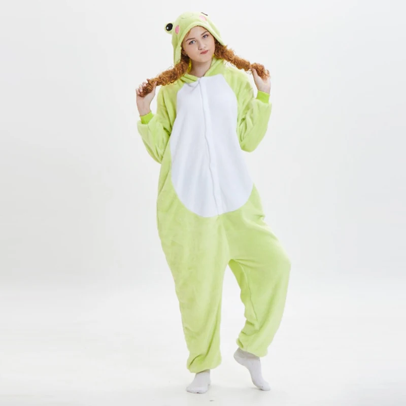 Pijama Unisex Plush One Piece, Animal Onesie, Traje Cosplay, Macacões Sapo, Halloween, Festa de Natal para Mulheres, Homens, Adulto