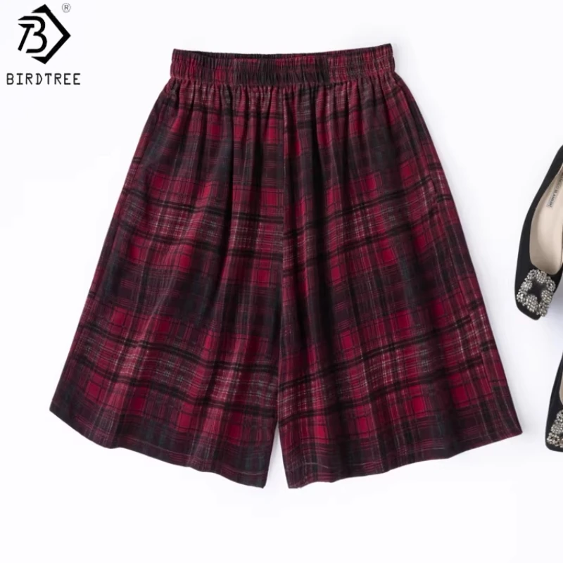 

Birdtree, 100% Real Silk Shorts, Men Women Double Crepe Homewear Short Pants, Elastic Waist Print Beach Pant, 2026 New P63643JF