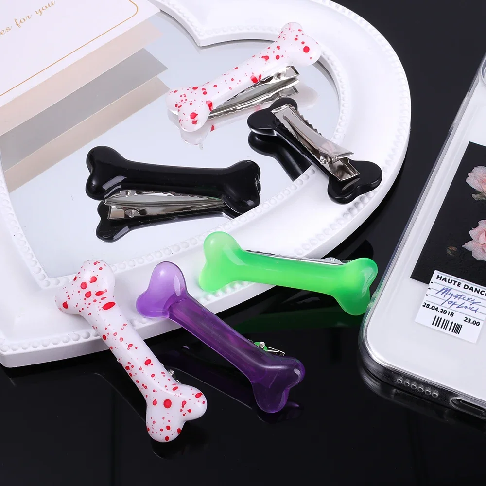 1-5 pçs osso grampos de cabelo moda estilo escuro feminino gril headwear presilhas vívido osso do cão grampos de cabelo lado pino de cabelo acessórios para o cabelo