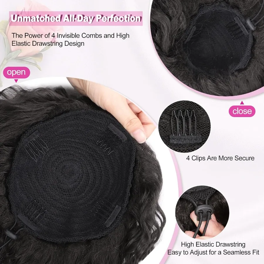 وصلة ذيل حصان مجعدة صناعية قصيرة متعددة الاستخدامات بطول 10 بوصات مع رباط للنساء ذوات البشرة السمراء، خياران للتصفيف في فكرة واحدة