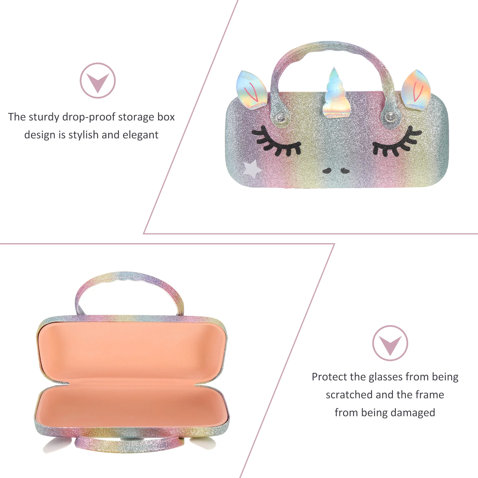 

Portable Glasses Case Children Fashion Handle Durable Small Lightweight Eyeglass Storage Box Practical Drop-Resistant