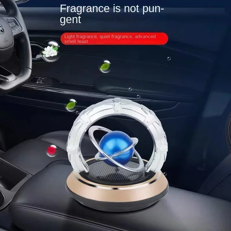 New solar aromatherapy ornament rotating globe car fragrance high-end car center console gift fragrance instrument accessories