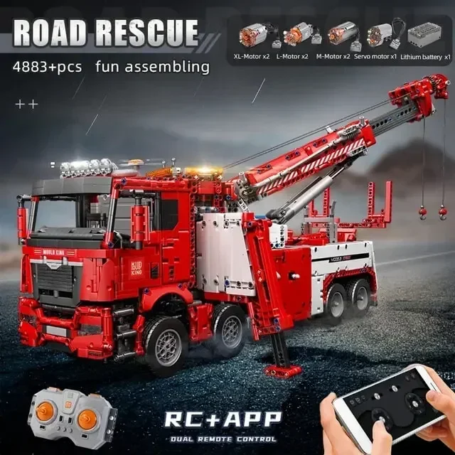 MOULD KING 17027 Technical Truck Toys APP&RC Motorized Fire Rescue Vehicle Car Model Building Blocks Bricks Kids Christmas Gifts