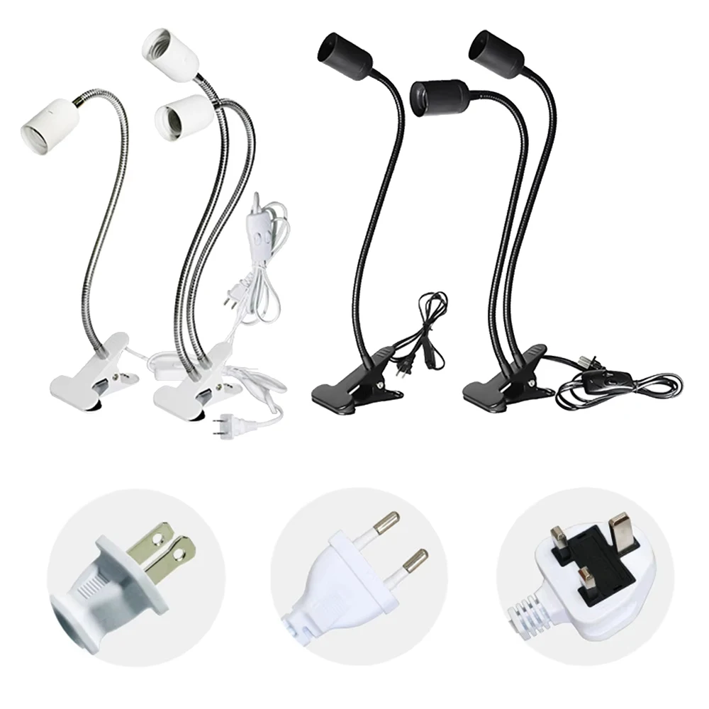 

Держатель лампы E27 с одной или двойной головкой, настенная розетка в Великобритании, гибкий удлинитель, контактный зажим с выключателем, лампочка, светодиодное основание, мульти-вилка