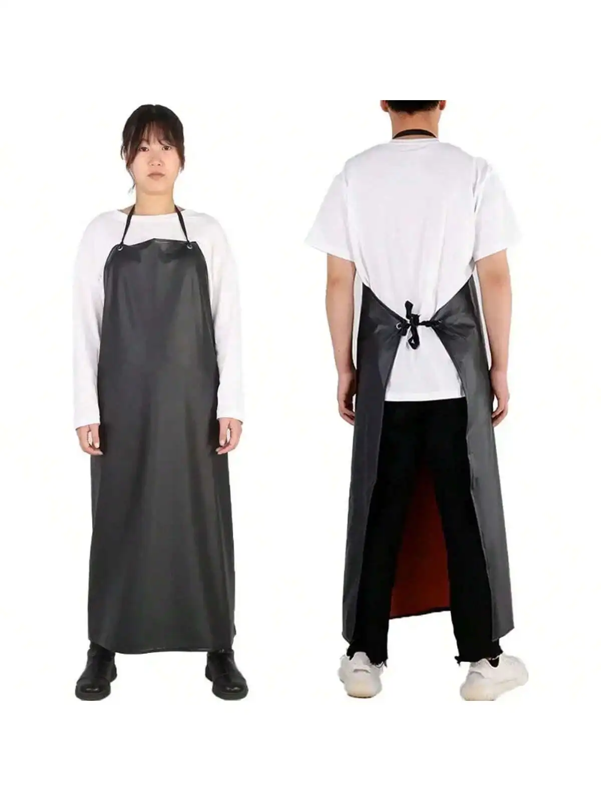 1pc Thickened Apron with Soft Skin for Slaughterhouse Kitchen Labor Protection Apron Black PVC Waterproof and Oil Resistant