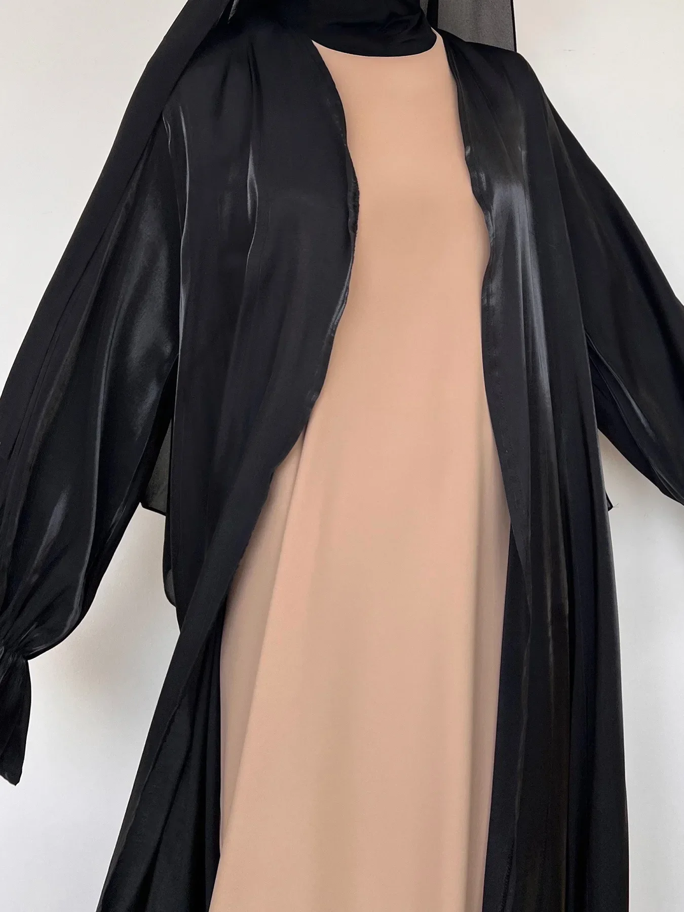 Morocco Dress Silky Abaya for Women Satin Maxi Abayas Long Sleeve Robe Caftan Dubai Black Cardigan Longue Vestidos Largo Abayas