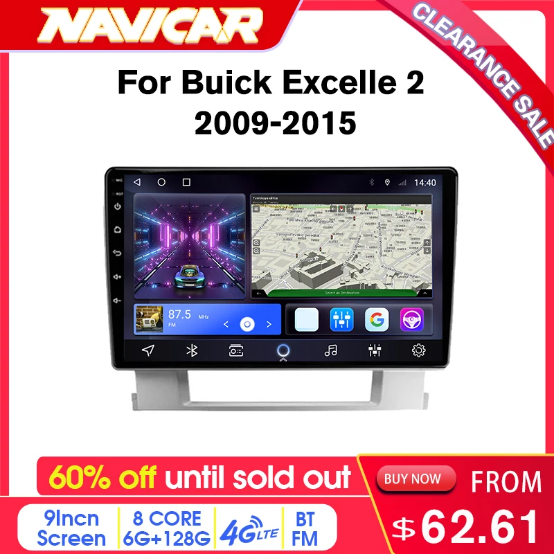 Radio con GPS para coche, reproductor Multimedia con Android 10, 2Din, DVD, 60% de descuento, para Buick Excelle 2, 2009-2015