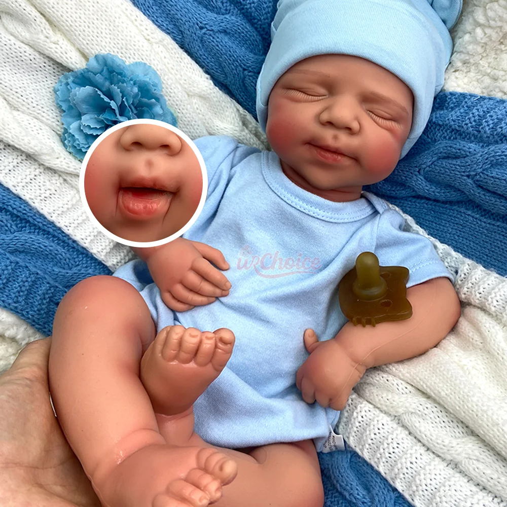 20-calowa lalka Reborn do spania, Pascale, w całości wykonana z silikonu, obciążona, miękka, noworodek dziewczynka/chłopiec dla artystów z widoczną teksturą skóry.