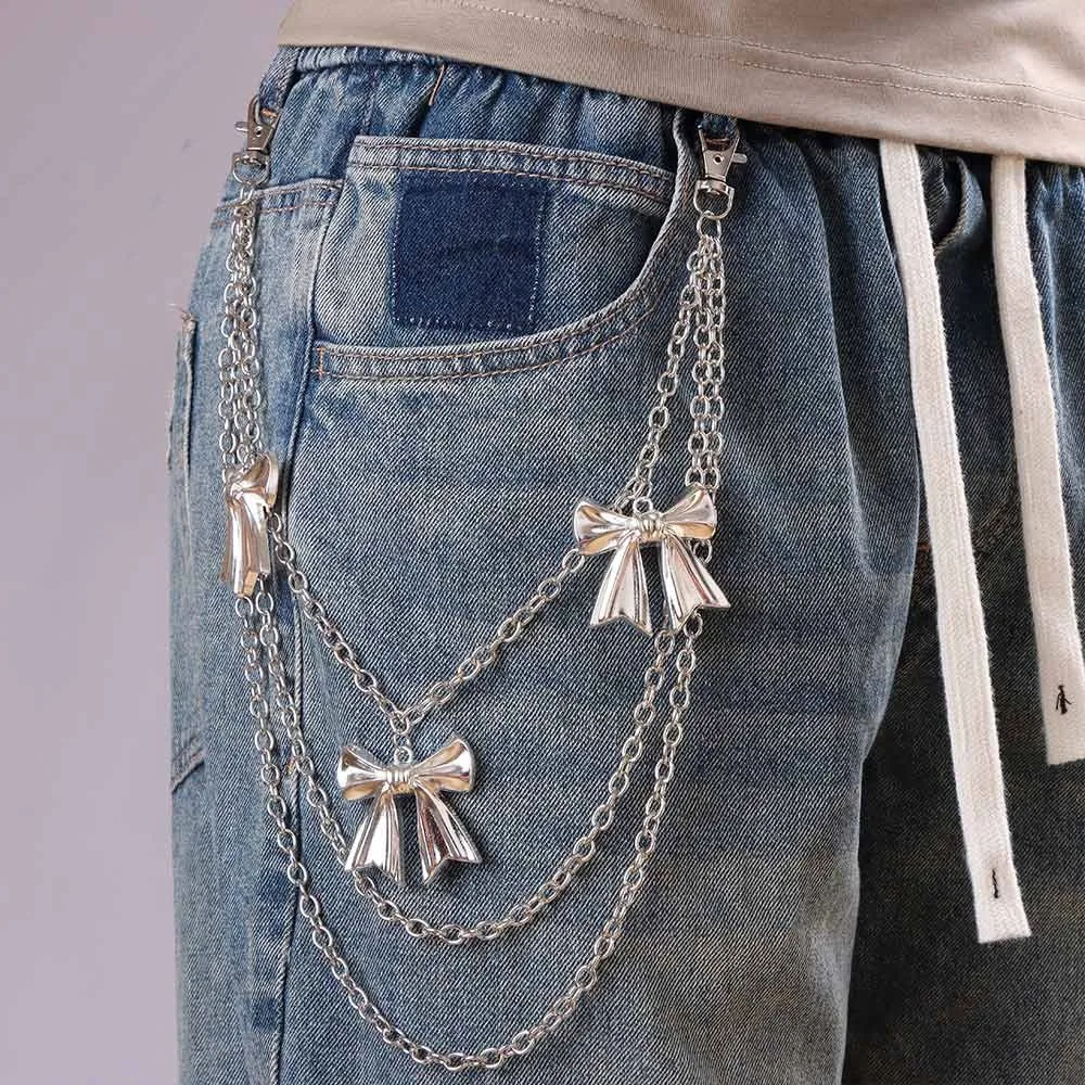 

New Metal Jeans Waist Chain Punk Rock Multilayer Design Pants Decor Chain Pentagram Love Pendant Key Chain Women Men