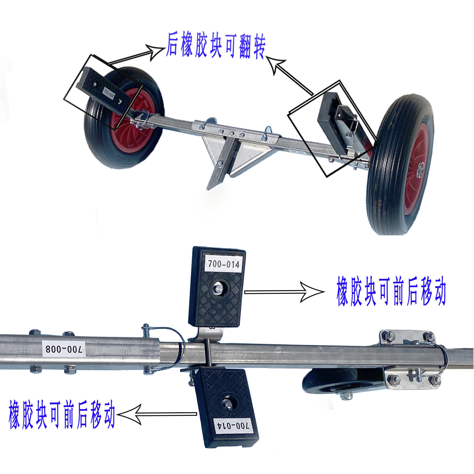 For 350-L rubber boat trailer inflatable boat fishing boat assault boat trailer small FRP stainless steel trailer