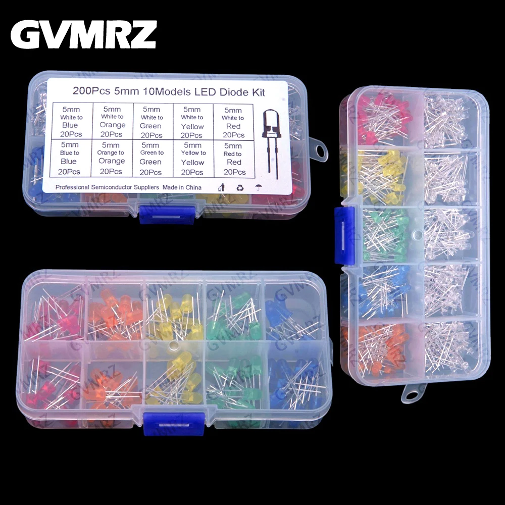 3mm / 5mm LED Red Yellow White Green Blue Orange Warm White Pink Purple Assorted Kit