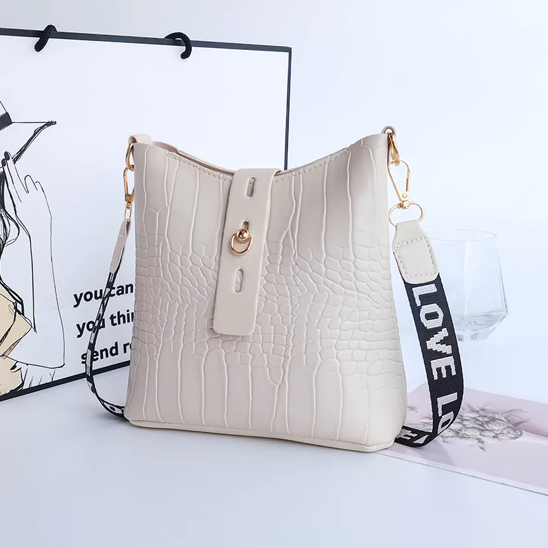 New Women Bucket Shoulder Bags Fashion Solid Color Handbags 2022 Retro Casual Messenger Bag Pu Leather Ladies Crossbody Bags