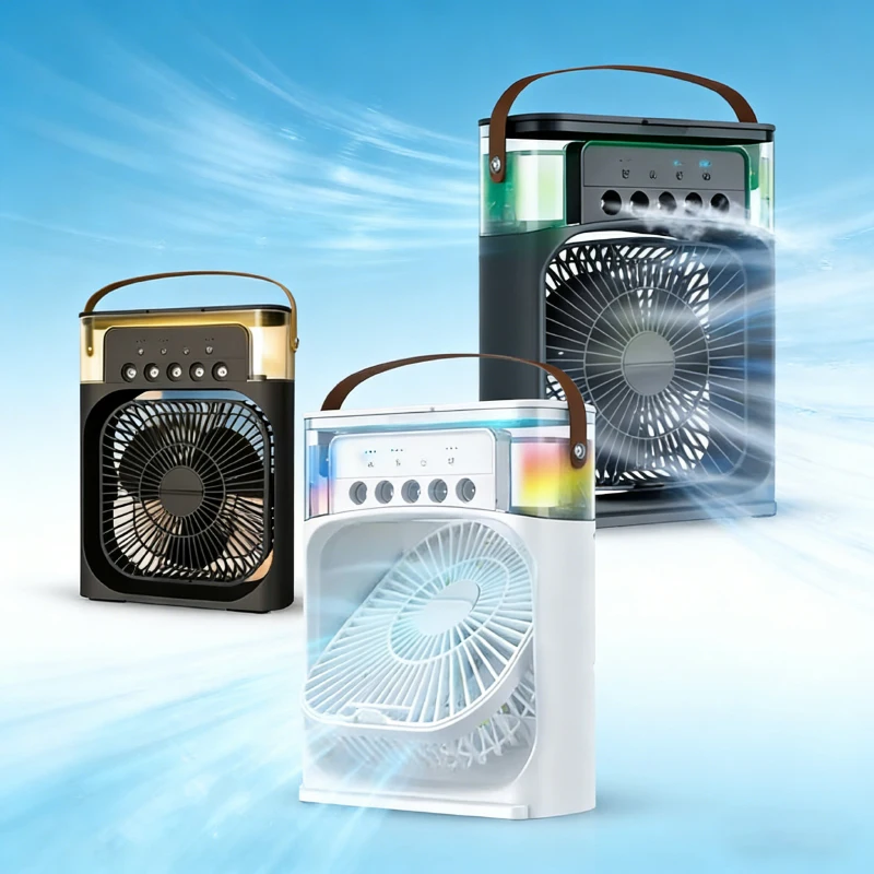 

Mini Air Conditioner Climatizer Humidifier Portable Fan USB Led Bedroom Living Room Office Table Reservoir 600ml Handle