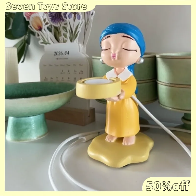 New Girl With A Pearl Earring Apple Watch Charging Stand Cute Cartoon Desktop Decorative Ornament For Home And Office Decor Toy