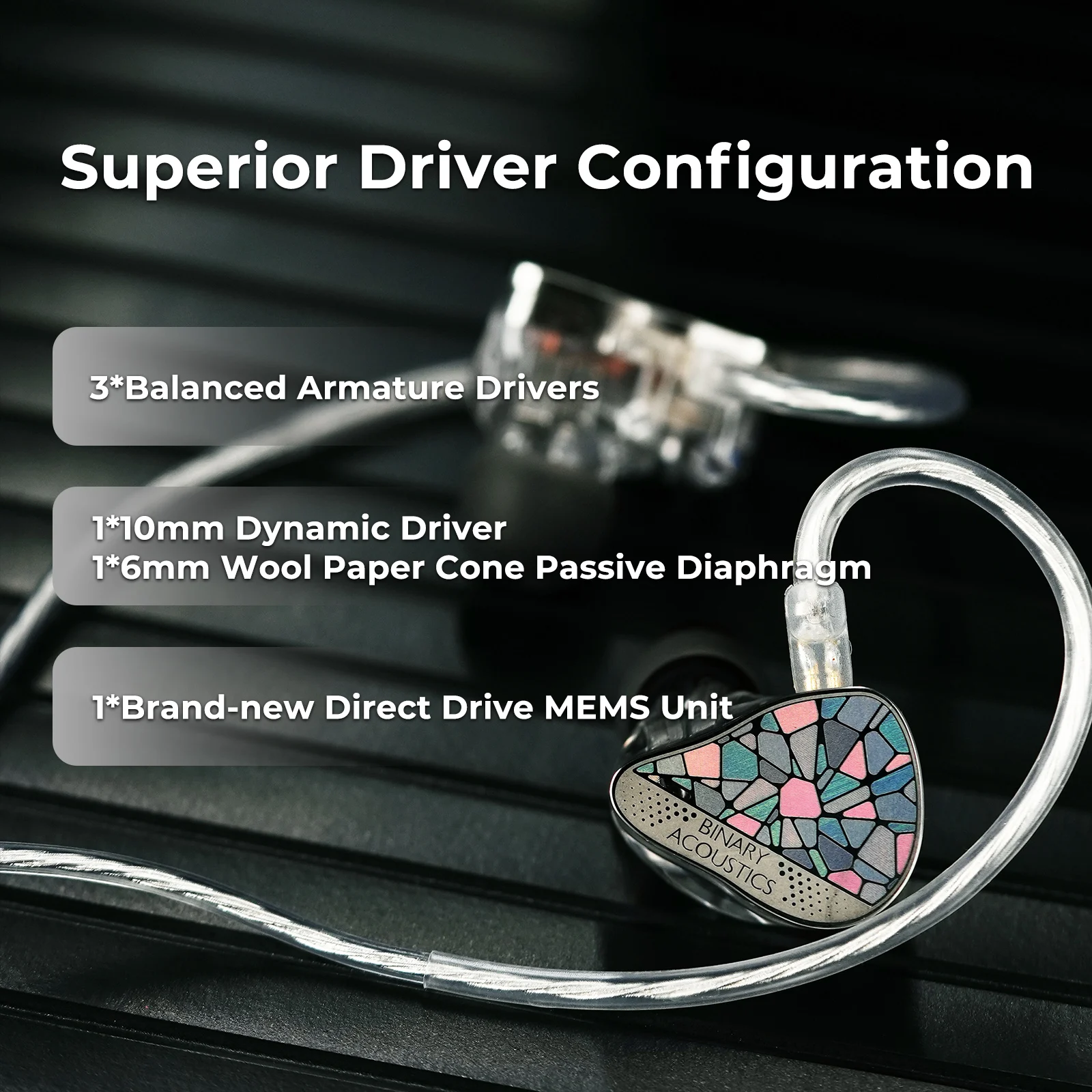 Binary EP321 MEMS 6-Driver Hybrid IEM HiFi Earphones