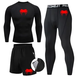 Conjunto de camisetas y pantalones MMA Jiu jitsu Rashguard para hombre, camisetas Bjj Muay Thai, ropa de Boxeo de manga larga, camisa de gimnasio, Tops, pantalones cortos, nuevo