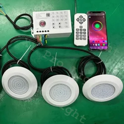 Luz subaquática LED RGB, Lâmpada exterior e interior, Refletor de paisagem, Pond Light, Controle de aplicativo Bluetooth, DC12V, 12W