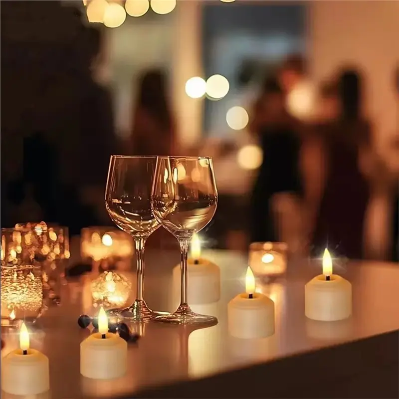 【VALUE MONEY】LED Tea Light Set In 3D Wick Design, Includes Remote Control, Timer, And USB Rechargeable Station