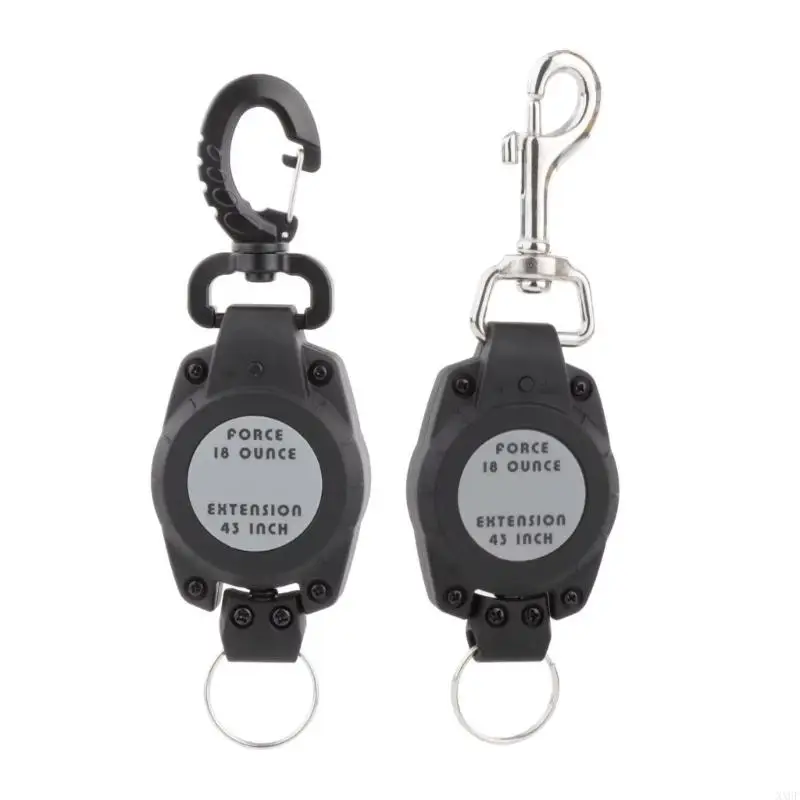 XXUF Scubas Diving Gear Retractor 43'' Metal Steel Retractable Cord Gear Keepers Tethers with Lock Diver Accessories