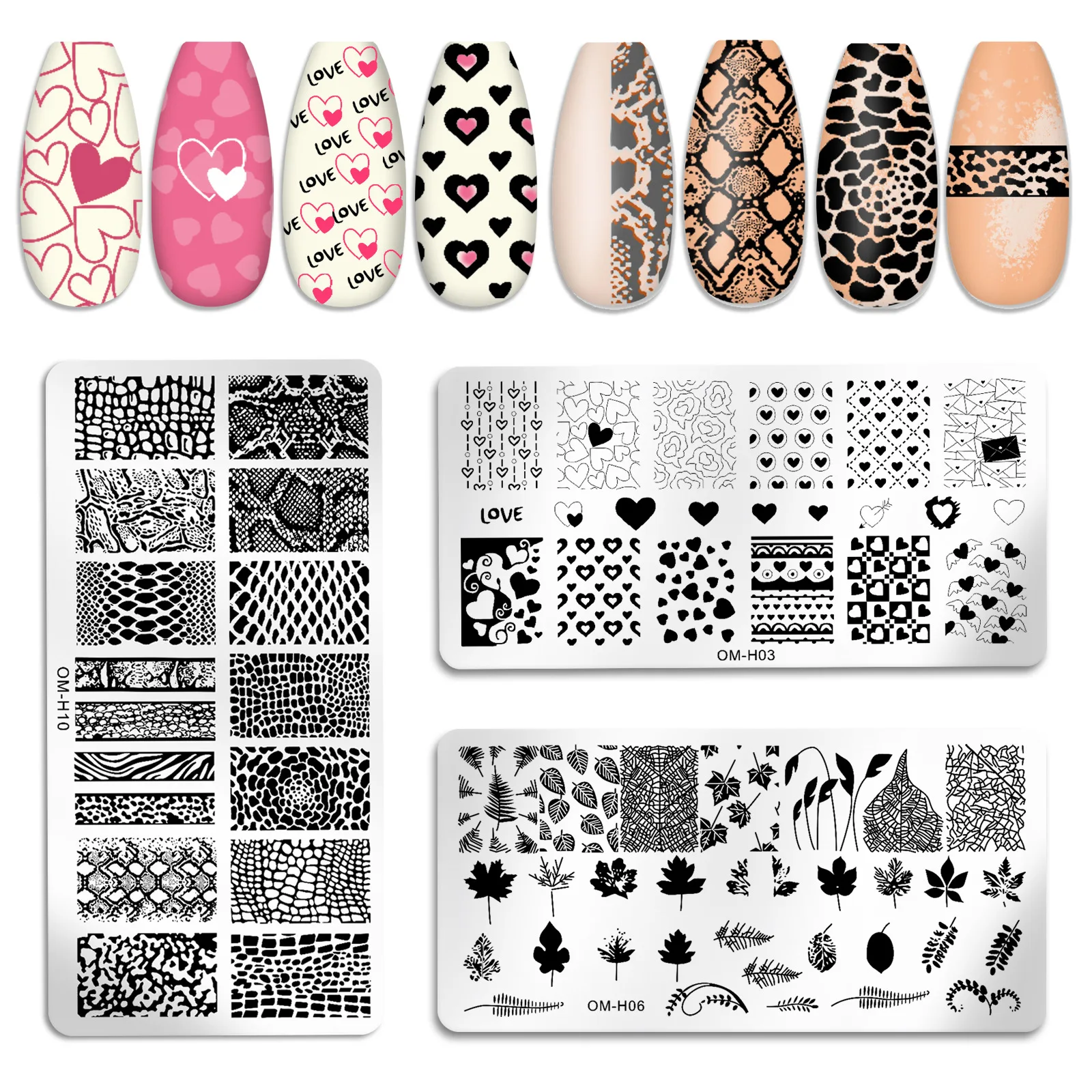 Nail Stamping Plates Butterfly Plants Love Heart Leaves Flowers Design Printing Plates Nails Art Stencil Stamp Tools Nail Decor