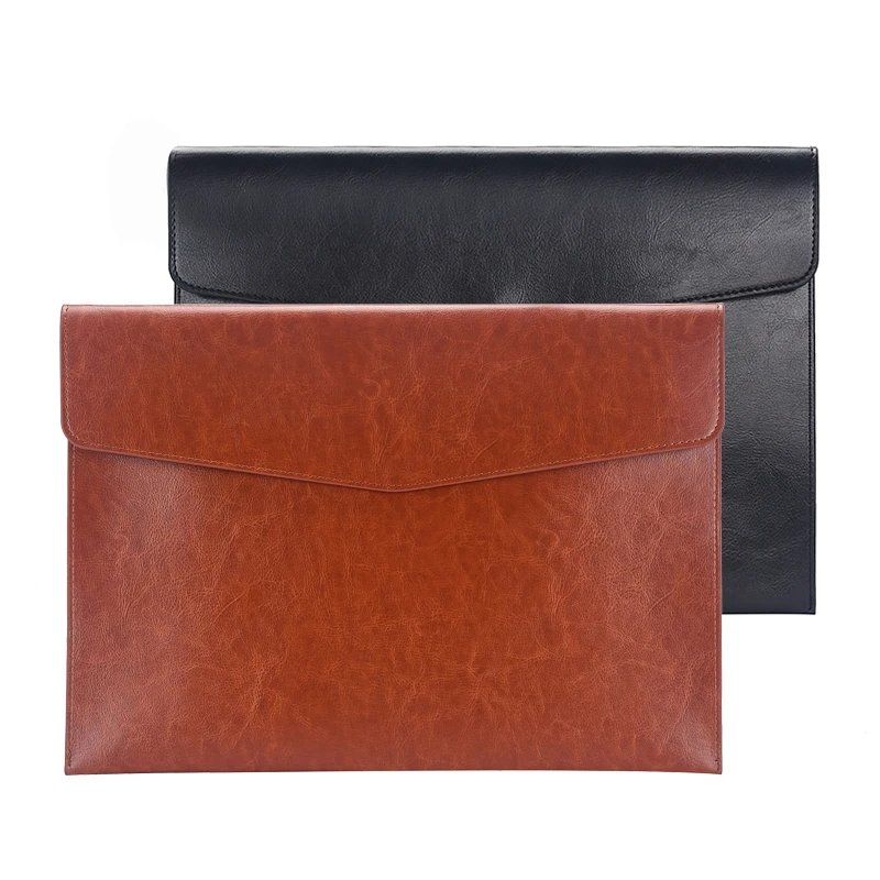 Leather Document Bag A4A5 Flat Bag Public Document Bag Data Contract Invoice Archive Bag Large Capacity Business Office Handheld